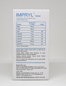  IMPRYL L-Sitin, Betain, Çinko, B Vitaminleri İçeren Takviye Edici Gıda