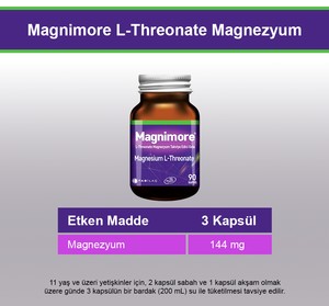 Magnimore L-Threonate Magnezyum Takviye Edici Gıda 90 Kapsül