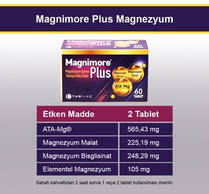  Magnimore Plus Magnezyum İçeren Takviye Edici Gıda 60 Tablet