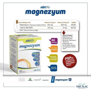  NBTLIFE Magnezyum ve Piridoksal 5'-Fosfat(Vitamin B6) İçeren Kapsül Takviye Edici Gıda