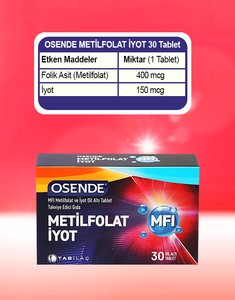  Osende MFi Metilfolat ve İyot Dil Altı Tablet Takviye Edici Gıda